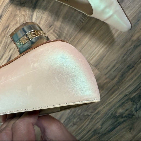 Salvatore Ferragamo Vintage Light Gold Metallic Sliver Gold Heel Isze 8 2A - Picture 10 of 15